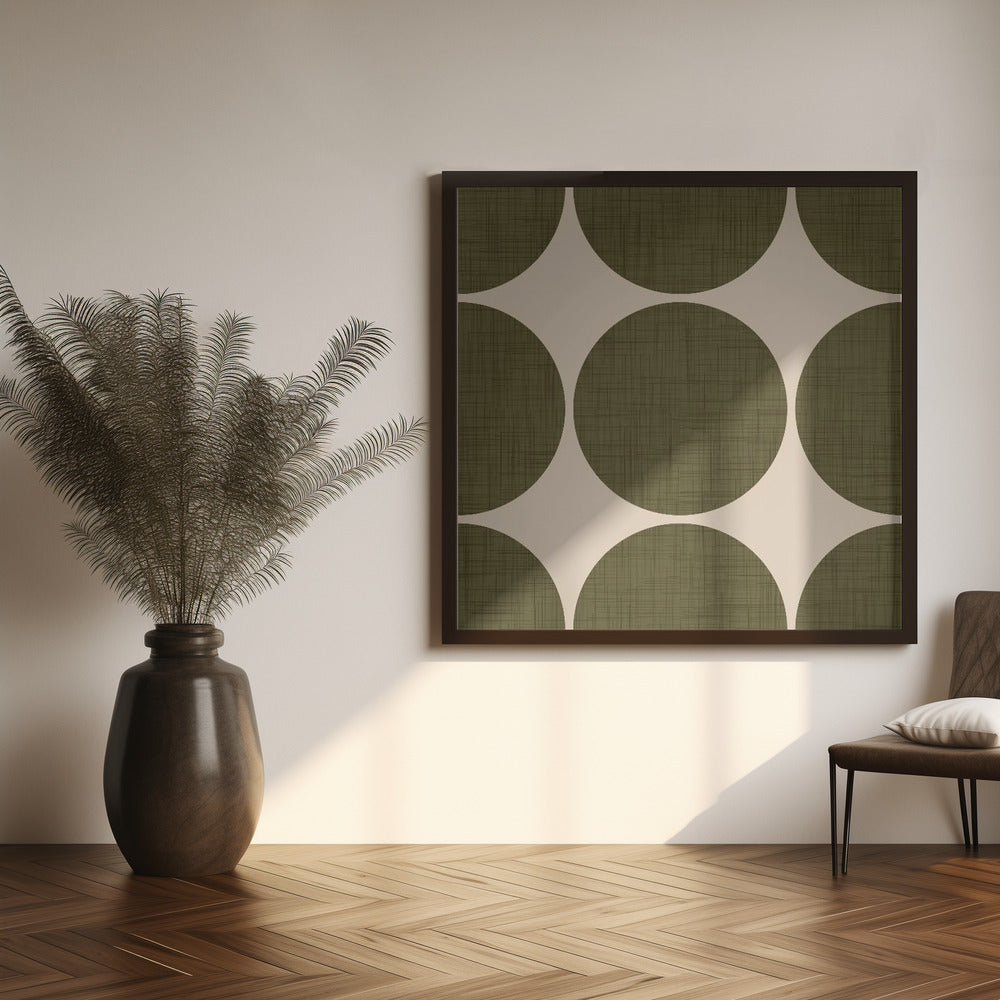 Modern Olive Retro Spheres-Mid Century Modern Poster