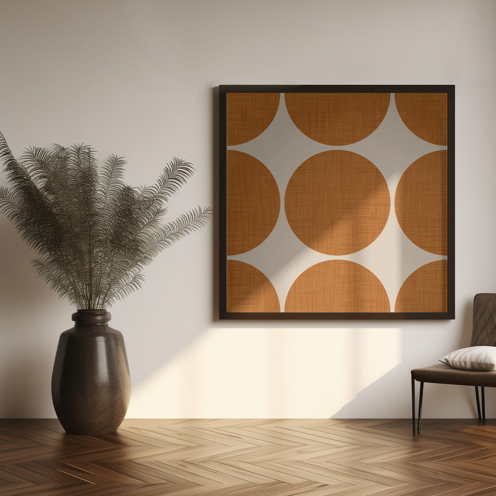 Modern Ocher Retro Spheres-Mid Century Modern Poster