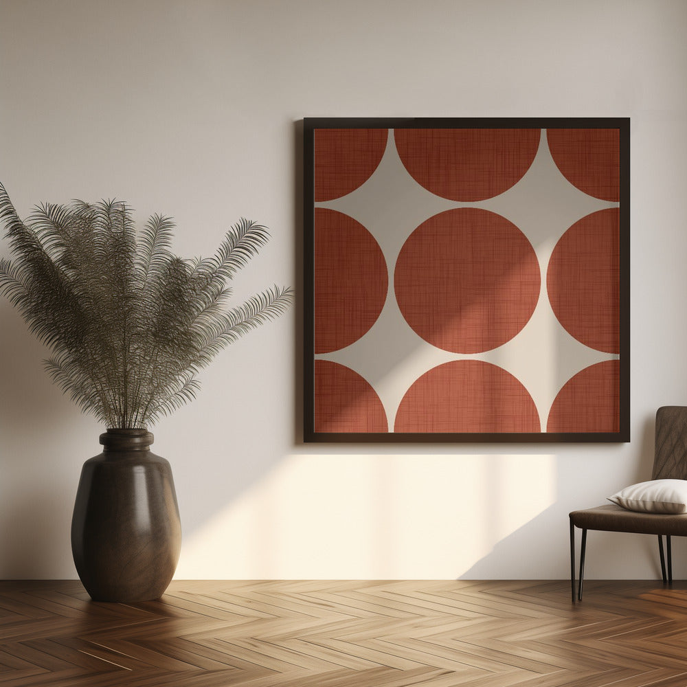 Modern Rust Red Retro Spheres-Mid Century Modern Poster