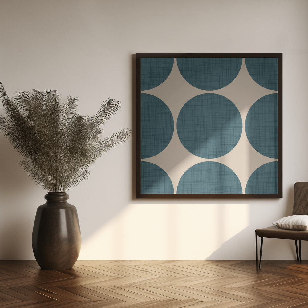 Modern Slate Teal Retro Spheres-Mid Century Modern Poster