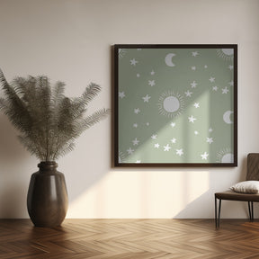 Celestial Dreamscape - Neutral Stars &amp; Shooting Stars Nursery- Sage Poster