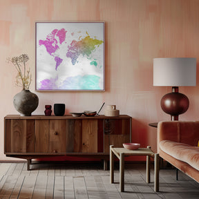 Leo world map with countries Poster