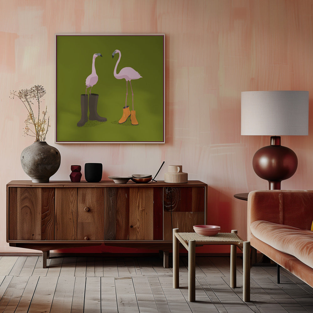 Fashion Flamingos Poster