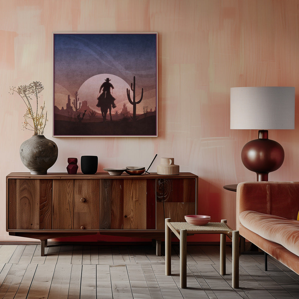 Cowboy Sunset Poster