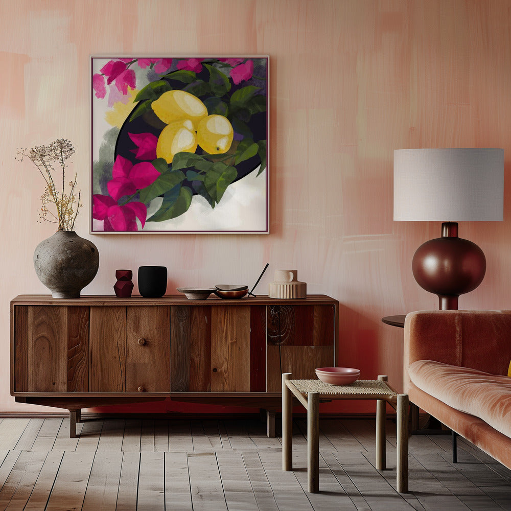 Bougainvillea and lemons Poster