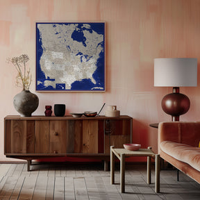 Highly detailed map of the United States, Kameryn Poster