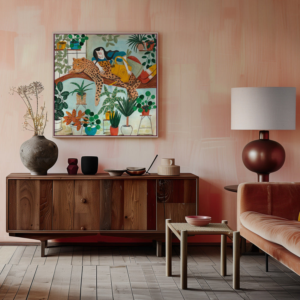 Leopard and gardening Poster