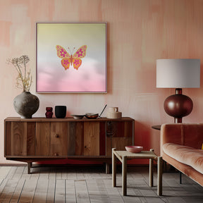 Colorful floral butterfly Poster