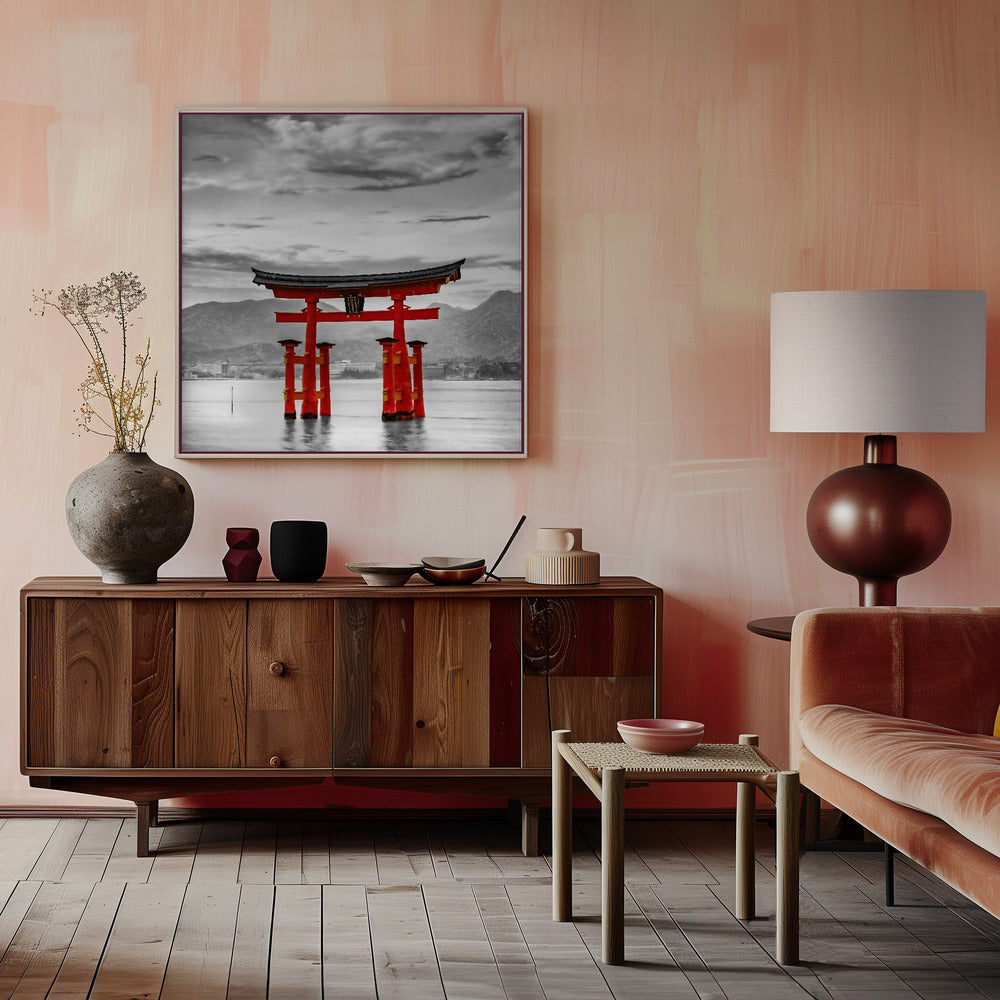 Torii of Itsukushima Shrine on Miyajima - colorkey Poster