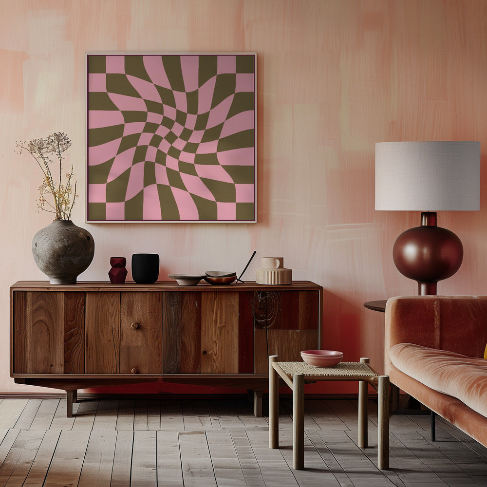 Twirly - Checkerboard - Pink and Brown Poster