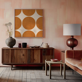 Modern Ocher Retro Spheres-Mid Century Modern Poster