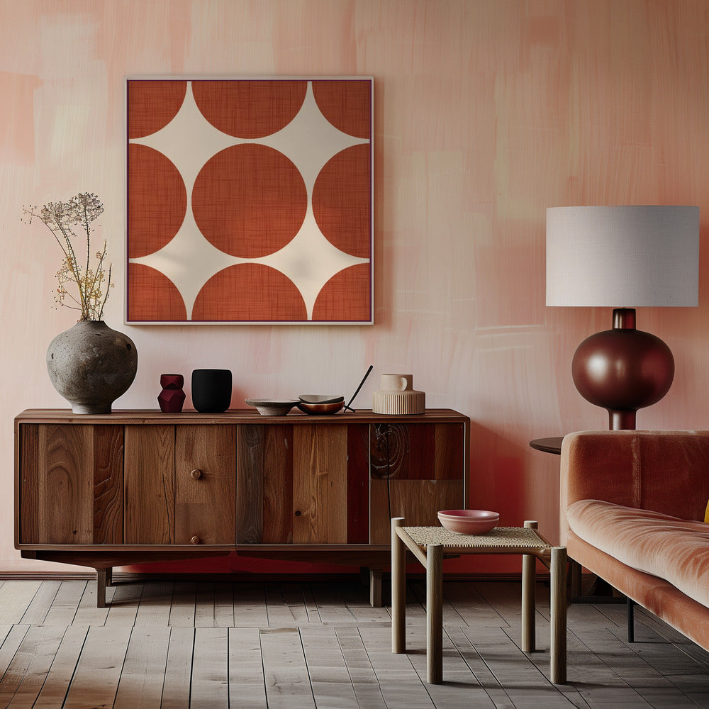 Modern Rust Red Retro Spheres-Mid Century Modern Poster