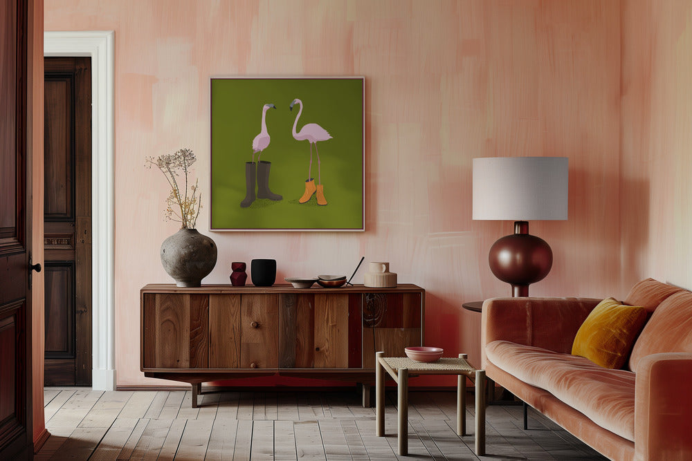 Fashion Flamingos Poster