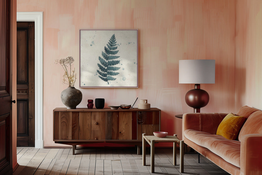 Teal watercolor fern 3 Poster