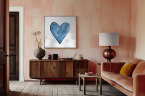 Watercolor heart blue Poster