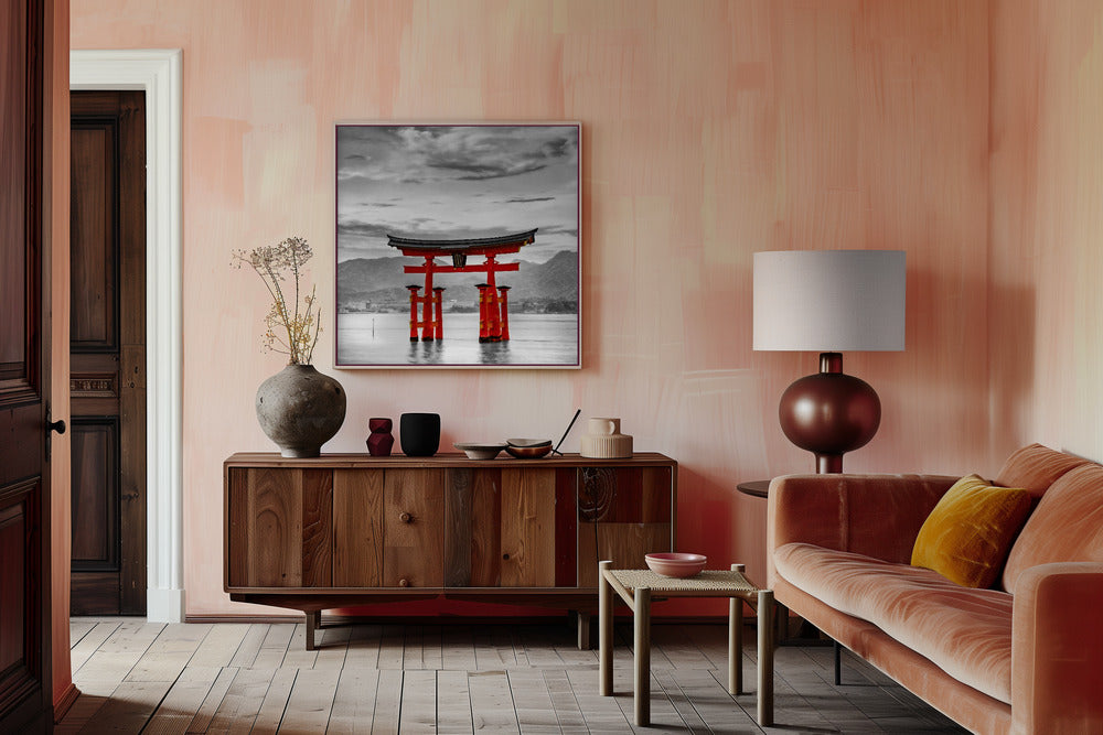 Torii of Itsukushima Shrine on Miyajima - colorkey Poster