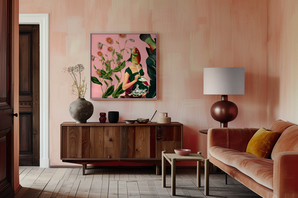 Fish Soulmate Pink - Surreal Collage Poster