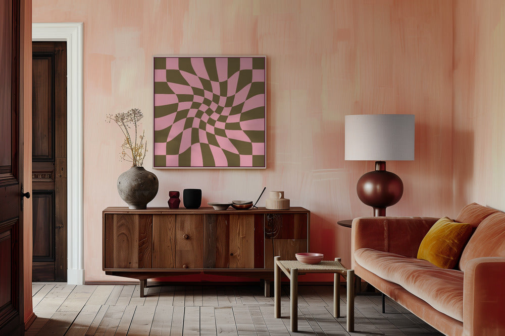 Twirly - Checkerboard - Pink and Brown Poster