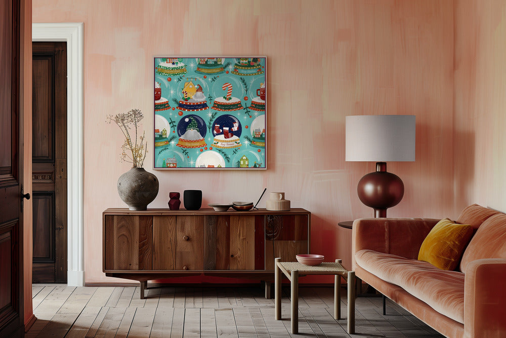 Christmas Snow Globe Baby Blue Poster