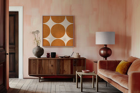 Modern Ocher Retro Spheres-Mid Century Modern Poster