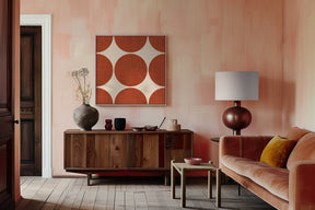 Modern Rust Red Retro Spheres-Mid Century Modern Poster