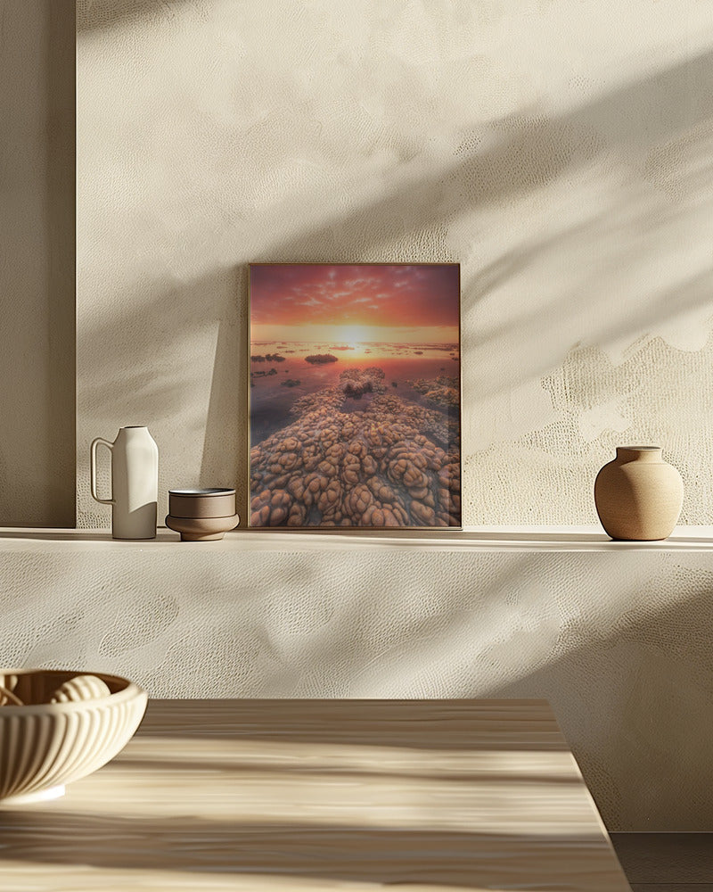 Low tide on the lagoon of Saint Leu. Poster