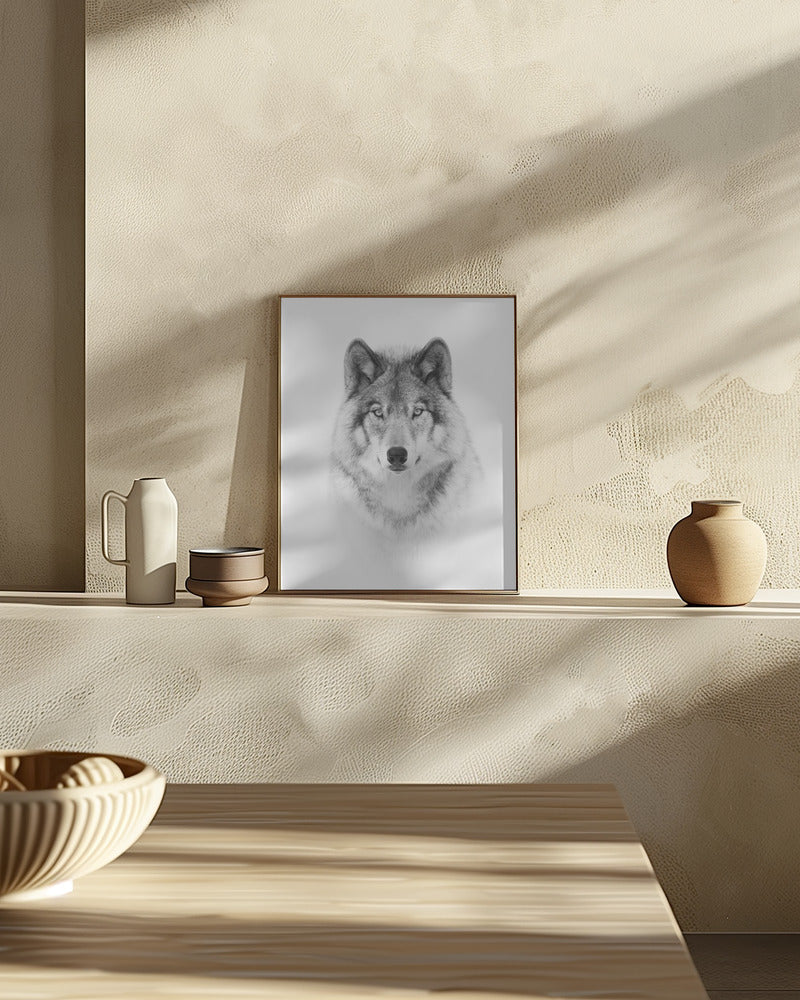 Portrait of a Timber Wolf Poster