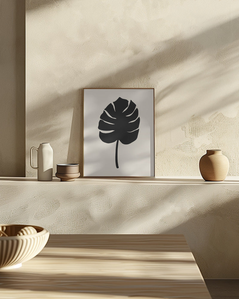 Monstera Leaf Black Poster