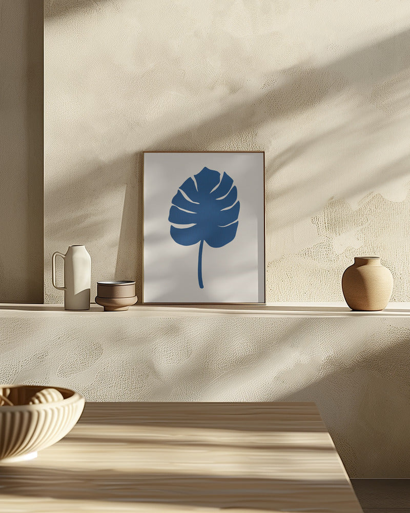 Monstera Canvas Blue Poster