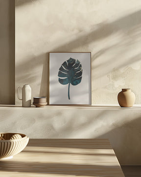 Monstera Marble Green Poster