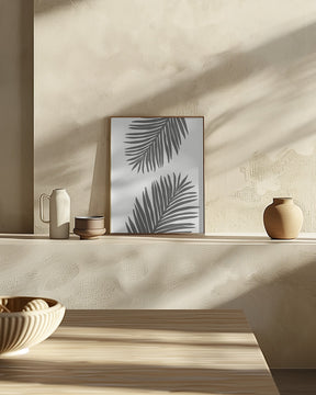 PALM LEAF 12 GRAPHITE GRAY Poster