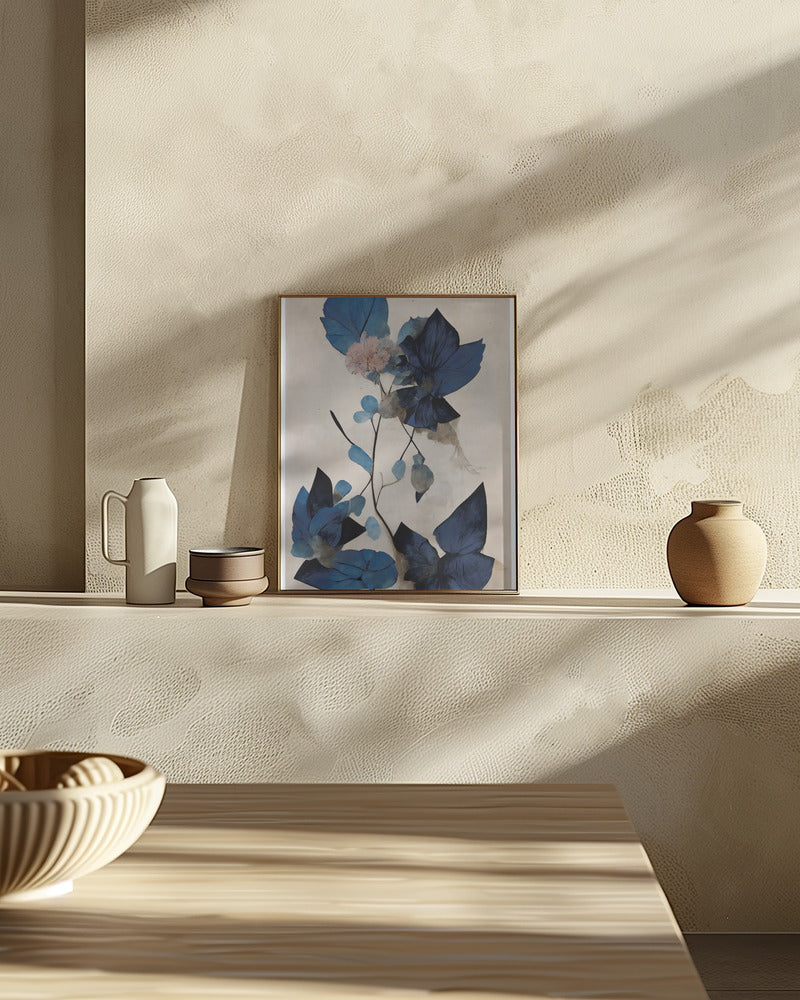 Blue Dry Flowers Poster