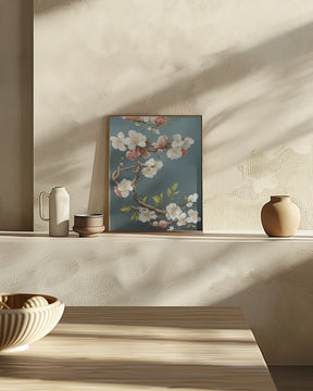 White Cherry Blossoms Poster