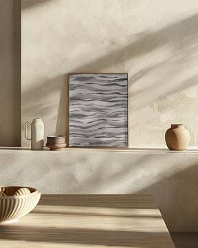 Grey And Beige Waves Poster