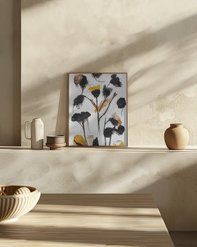 Black Dry Flowers Poster