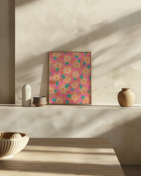 Cute Orange Flower Pattern Poster