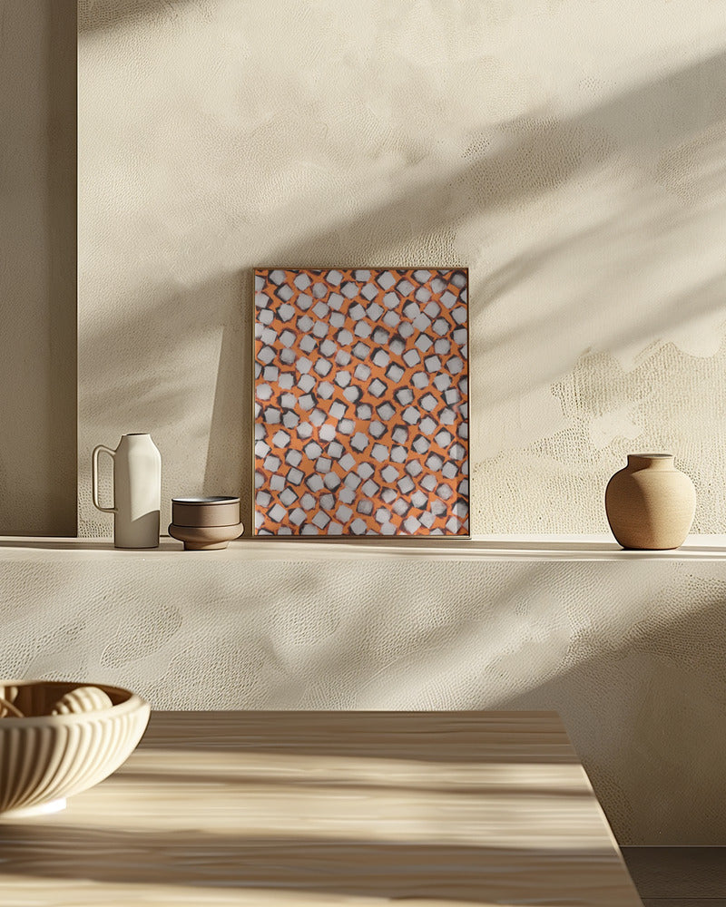 White Cubes Pattern Poster