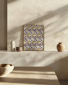 Purple and Ochre Tile Pattern Poster