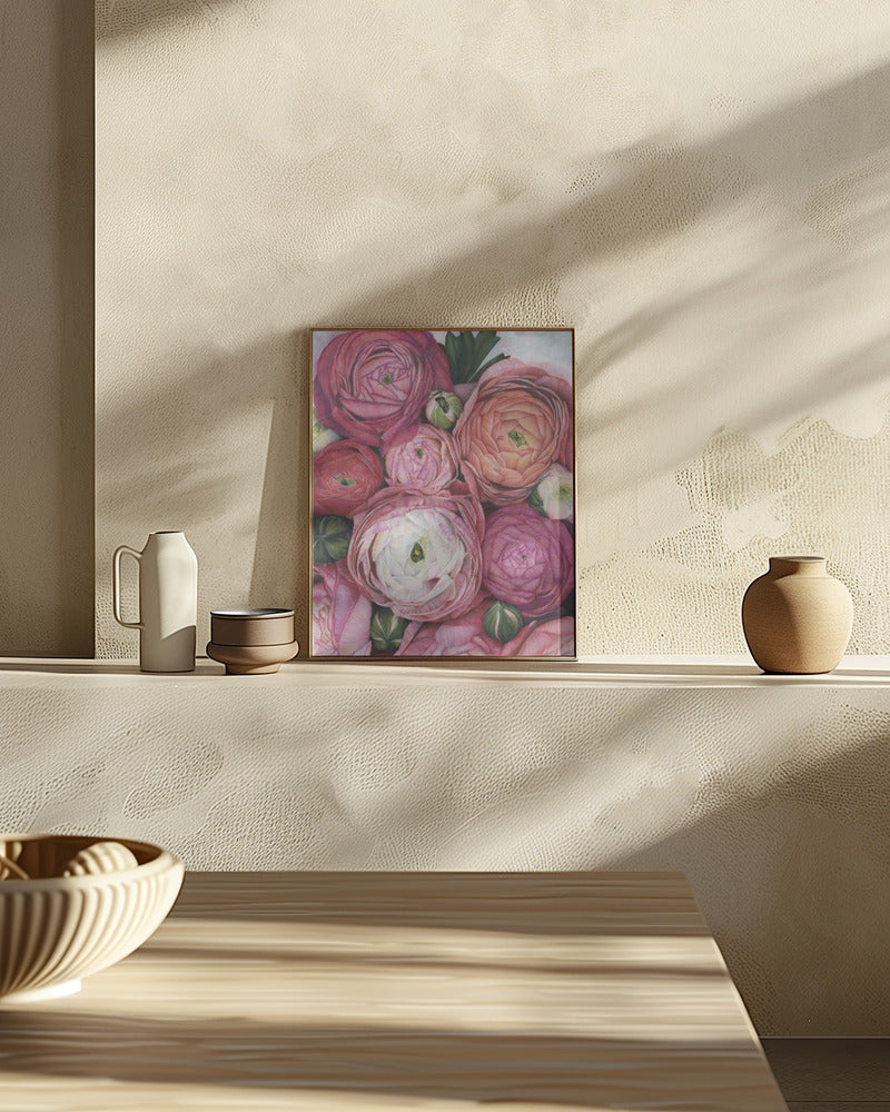 Arleth ranunculus bouquet in warm pink Poster