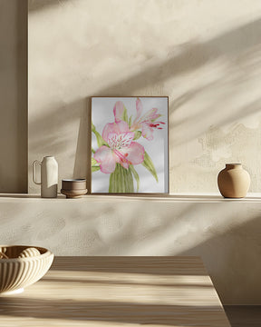 Pink watercolor alstroemeria Poster