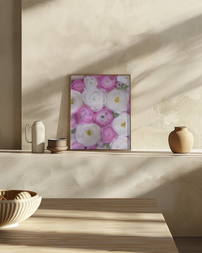 Scattered ranunculus in pink I Poster