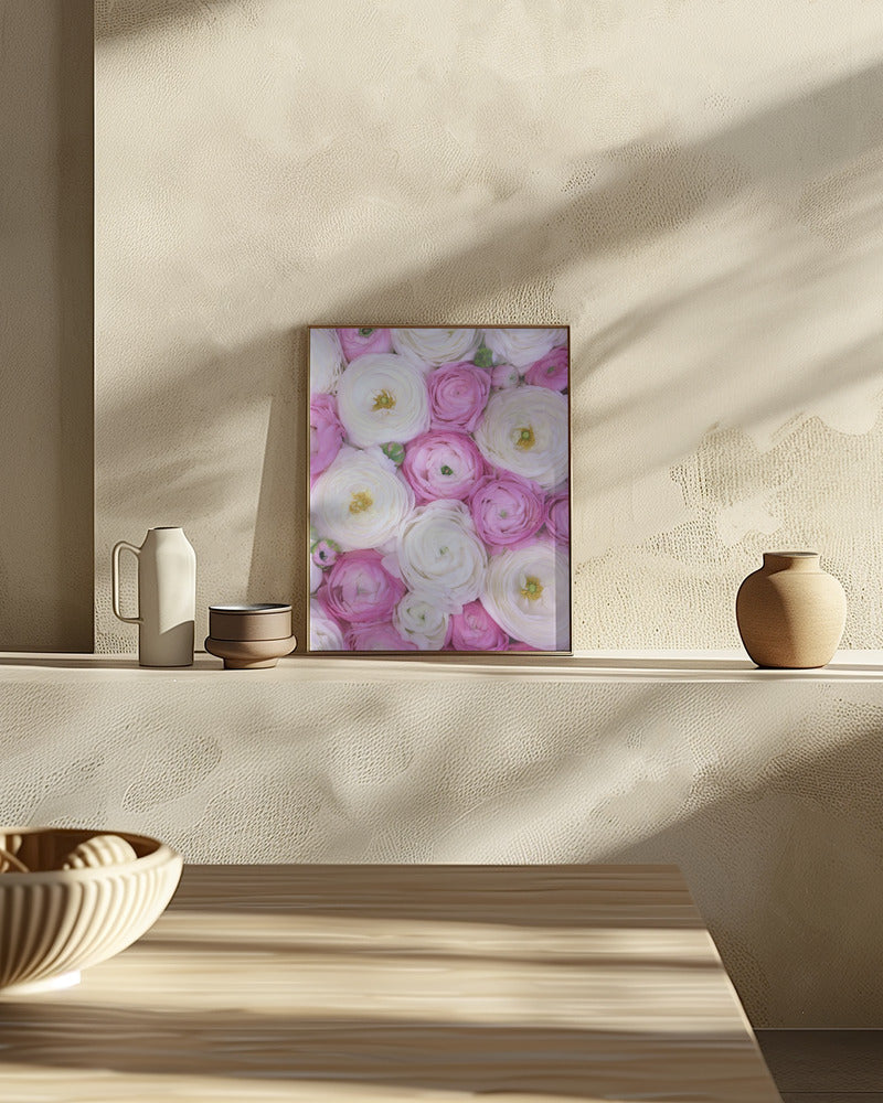 Scattered ranunculus in pink II Poster