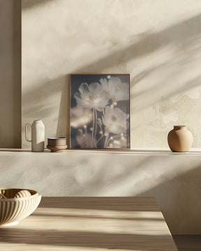 White Glowing Flowers Poster