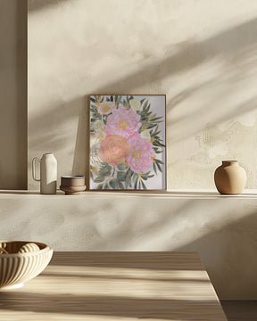 Nanette floral art in pastels Poster