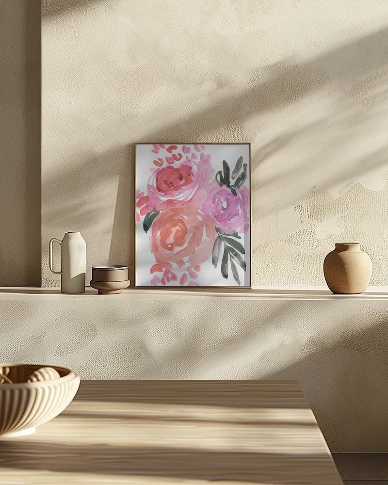 Maeko loose watercolor florals I Poster