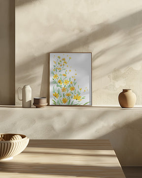 Yellow watercolor wildflowers Poster