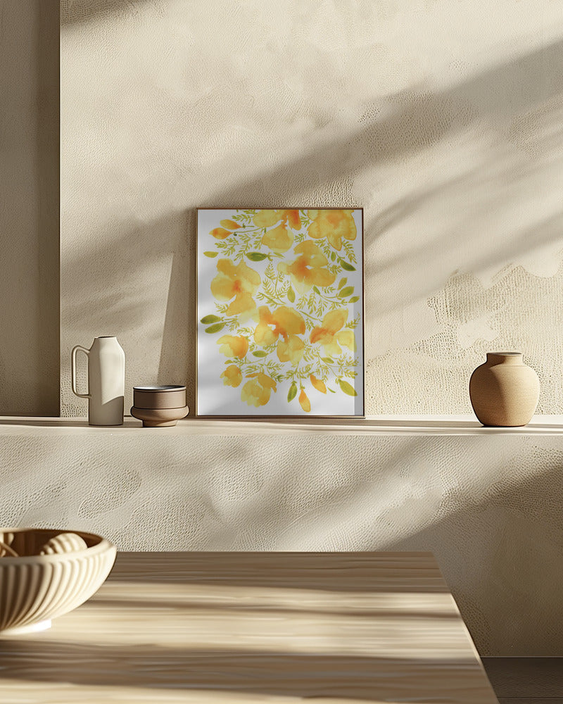 Watercolor California poppies quad 3 Poster