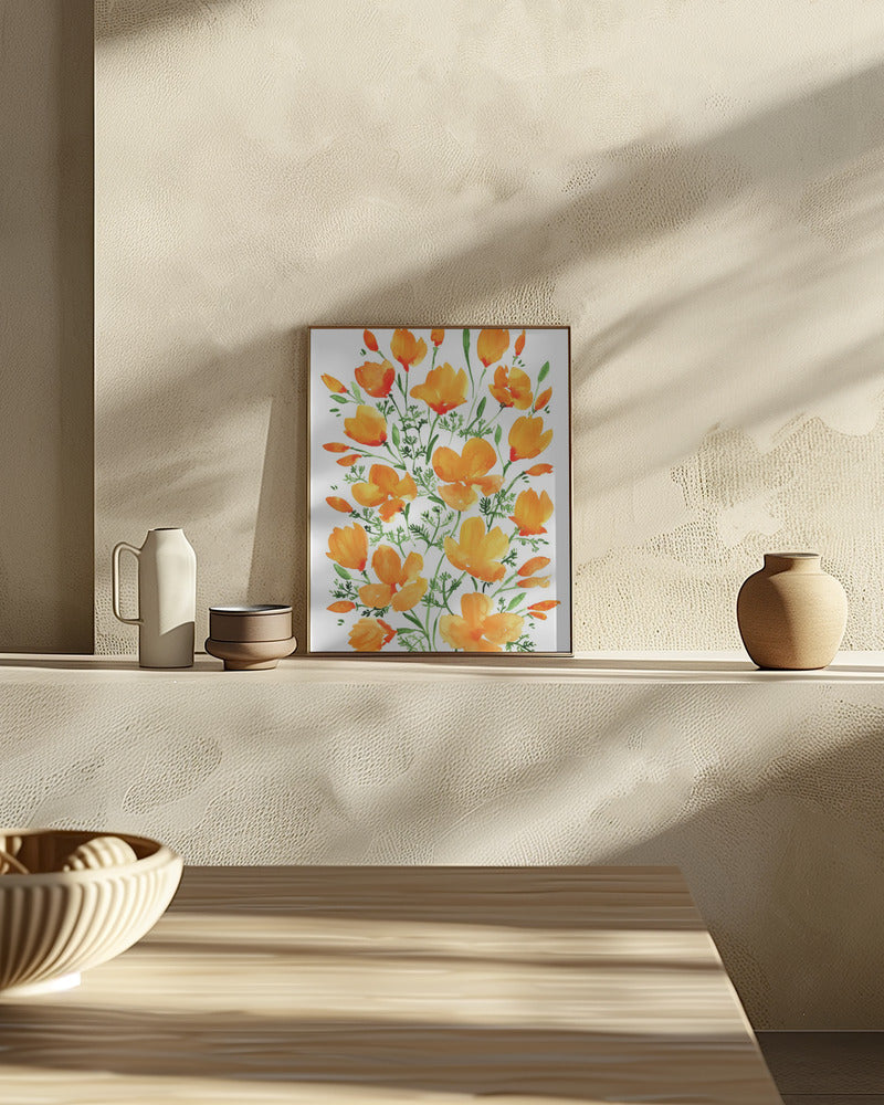 Watercolor California poppies Poster