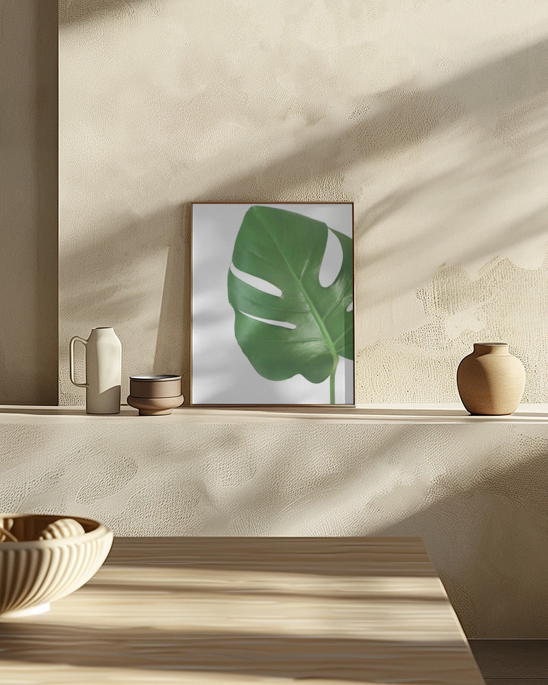 Bright green monstera leaf Poster