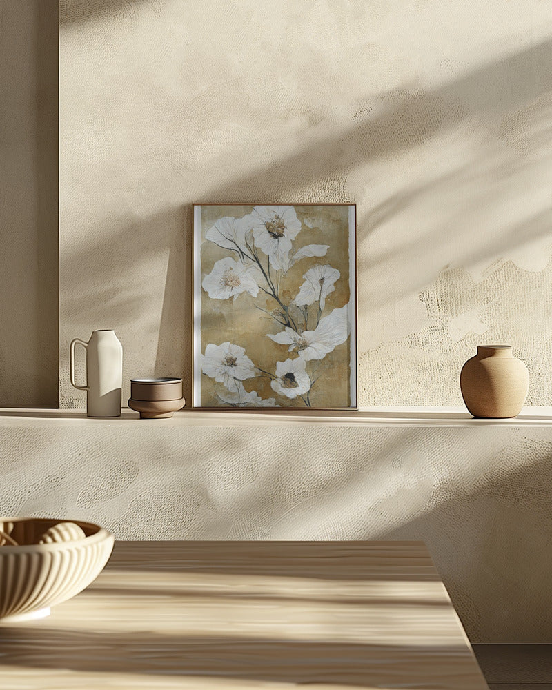 White Dry Flowers Poster